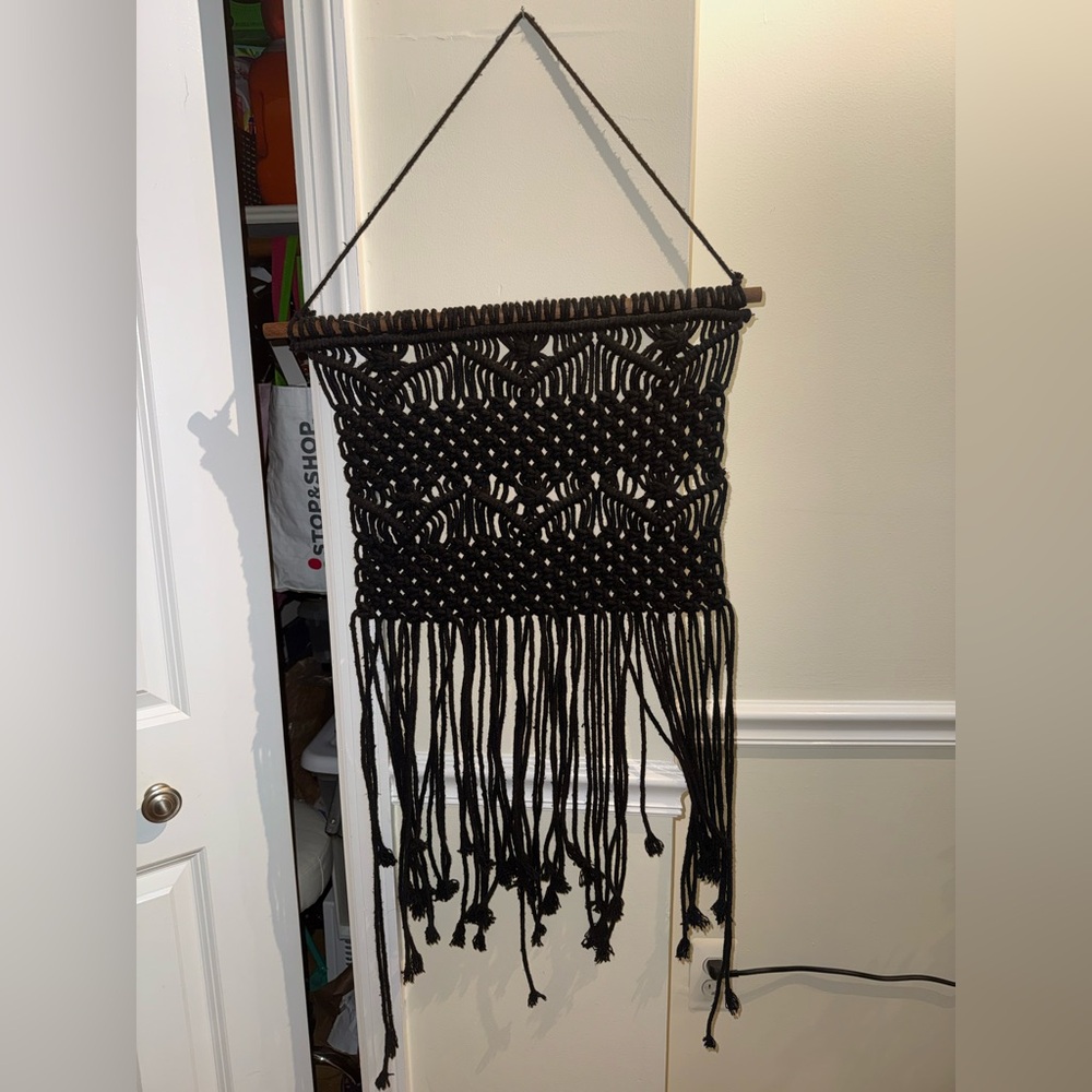 Handcrafted Black Macramé Wall Hanging